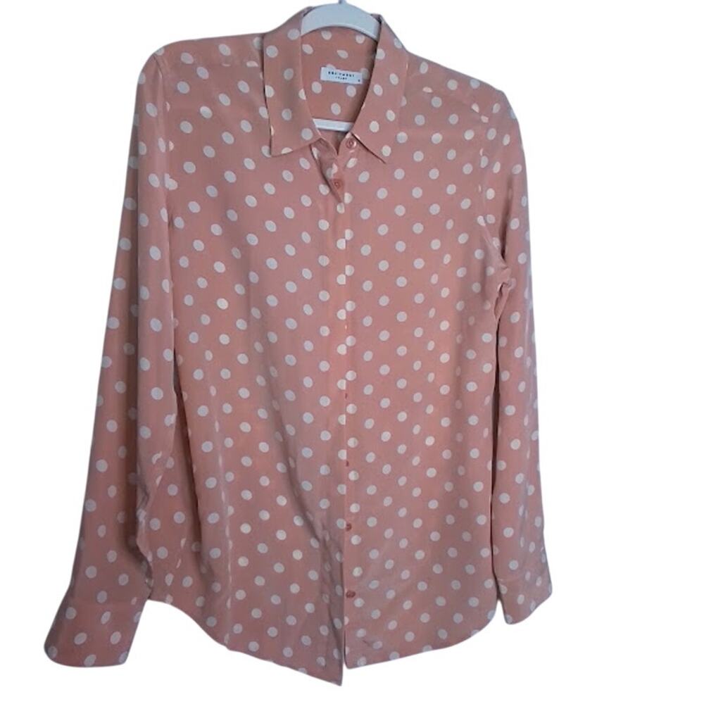 Equipment Peach Polka Dot Blouse